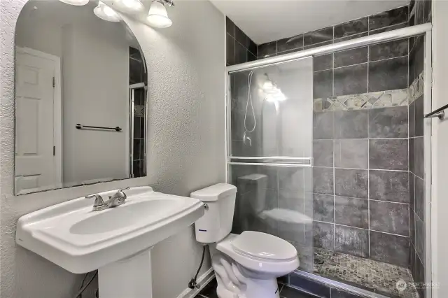 Primary ensuite bath, LOVE the tile shower and nicely updated.