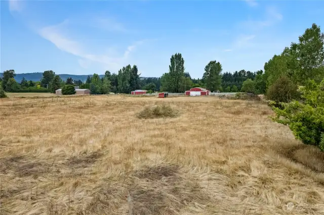 View of the barns from the spacious back portion of the lot.