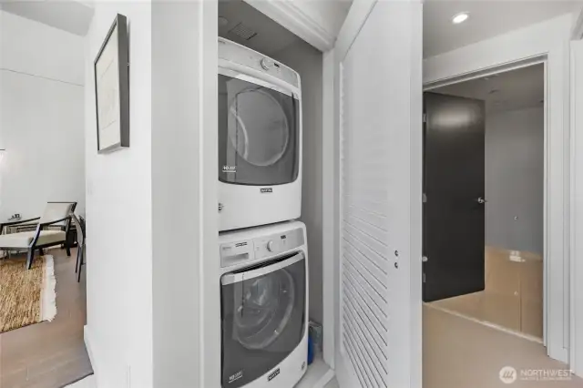 Washer/dryer off primary bathroom