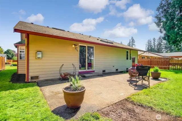 The large back patio is the perfect spot for summer entertaining!