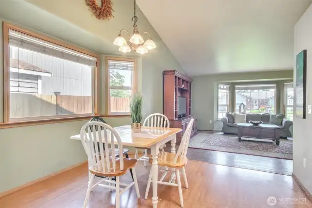The kitchen/dining area would comfortably fit an even larger table