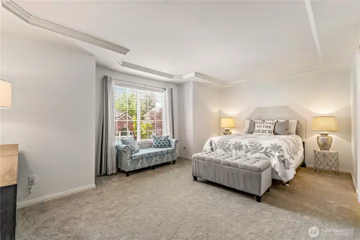 Primary Bedroom with Western View and New Carpet