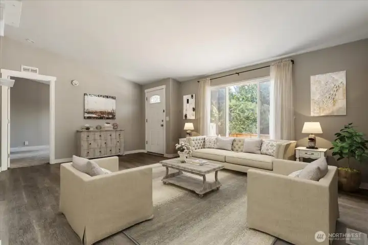 Virtually staged living room