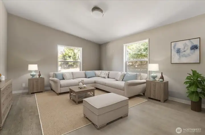 Virtually staged family room
