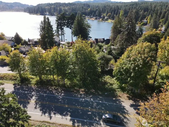 Looking at Kitsap Lake, Chico Way in the foreground, then property then, the lake