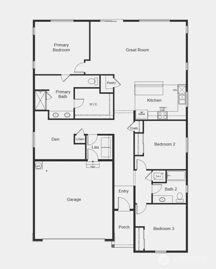 Artist Rendering of 1860 Base Floorplan.