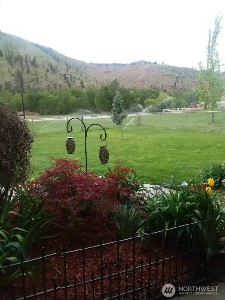 Lots of mature flowers and landscaping. Inground sprinklers with irrigation water.