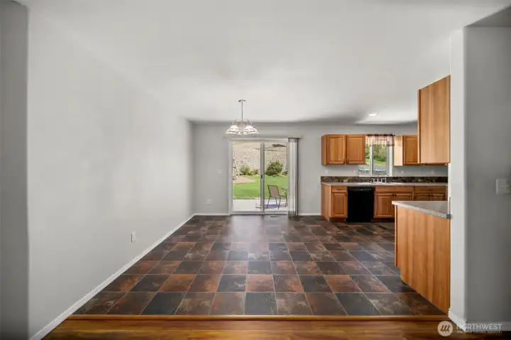 Dining room with sliding glass doors to back patio.