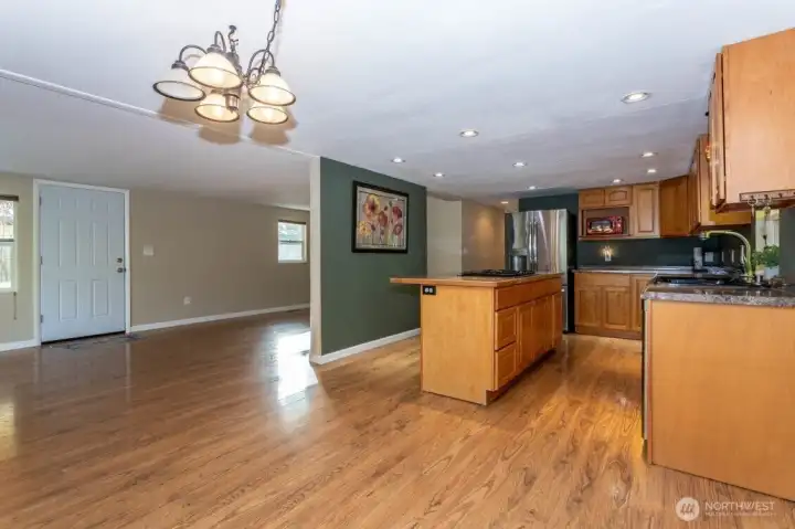 Large Living Room, Dining Room and Kitchen