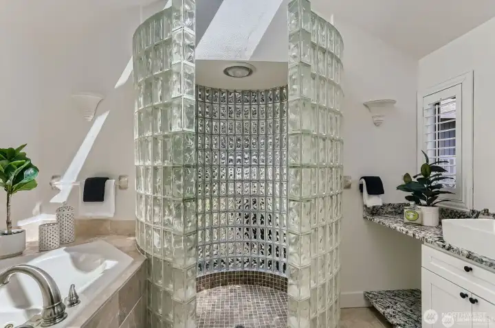 Super hip glass block shower!
