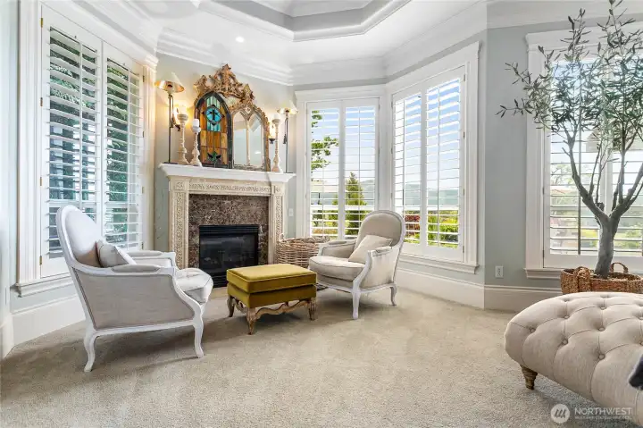 Primary bedroom suite sitting area