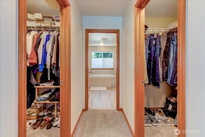 His and Her's walk-in closets