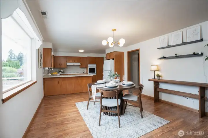 Open concept Dining & Kitchen.