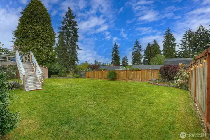 Big level fenced yard!