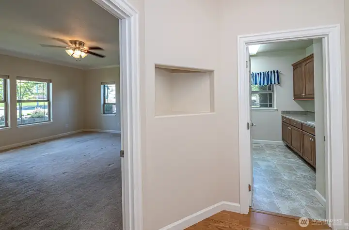 Entrance into primary suite and laundry room