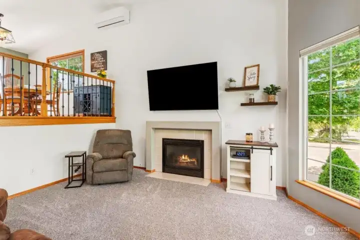 Gas fireplace and vaulted ceilings