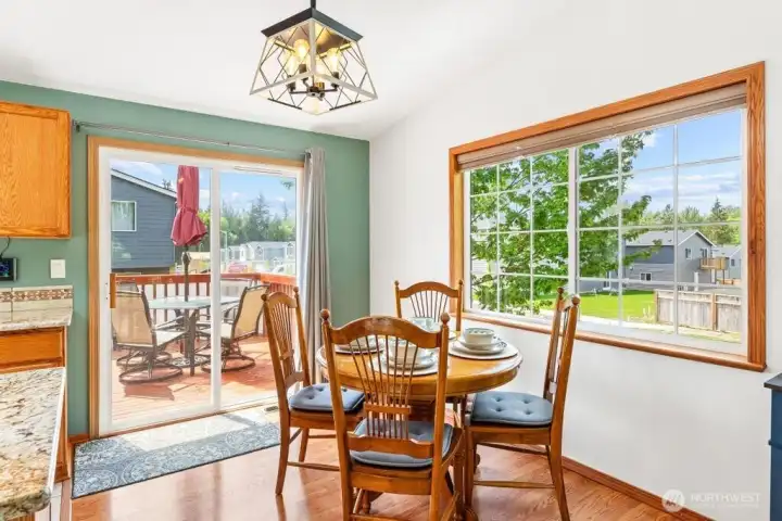 Dining room with abundant natural light