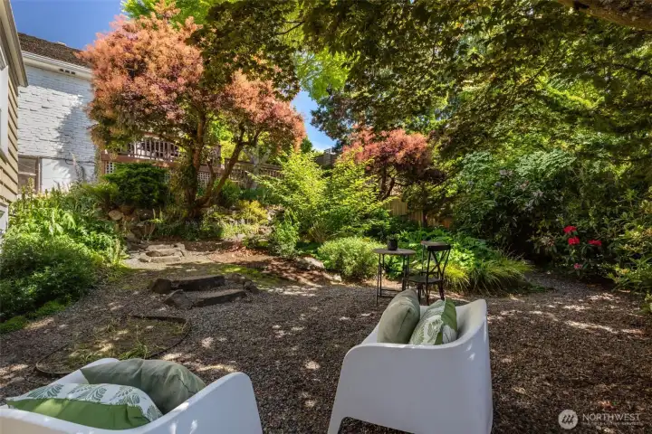 A lush, mature paradise all to you own! Lovely garden for secluded morning coffee or afternoon get-togethers.  You will LOVE this space.