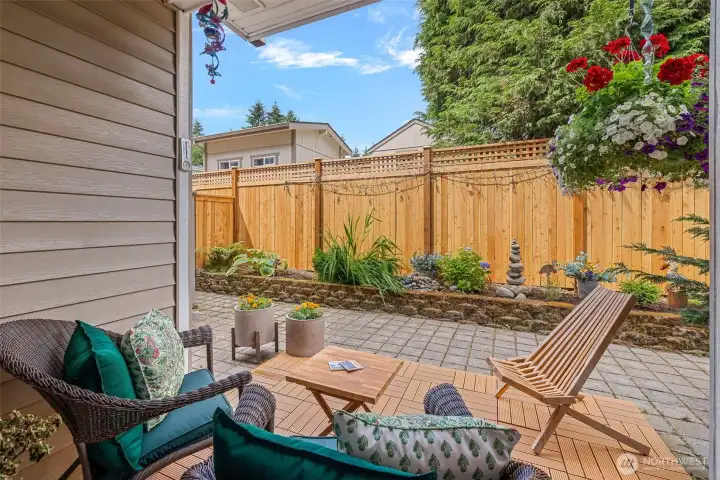 This condo is a rare find! I has its own private fenced in backyard!