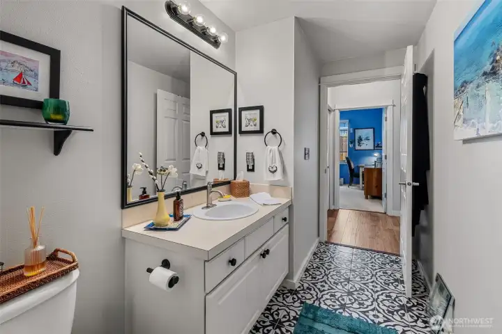 Main Bathroom with newer tile