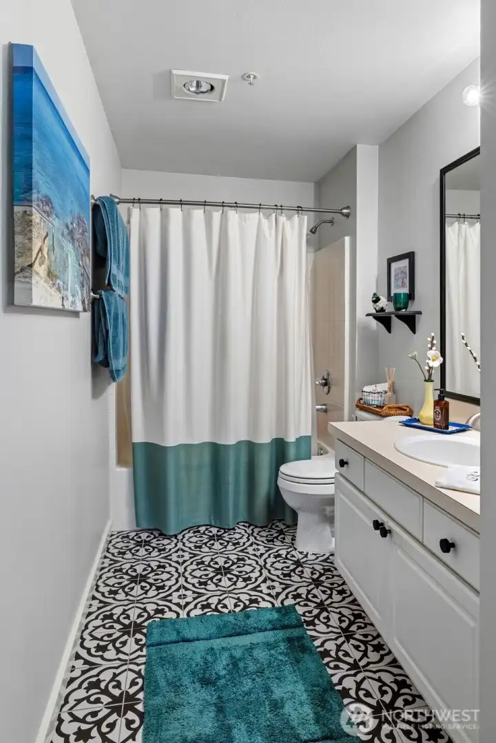 Main Bathroom with newer tile