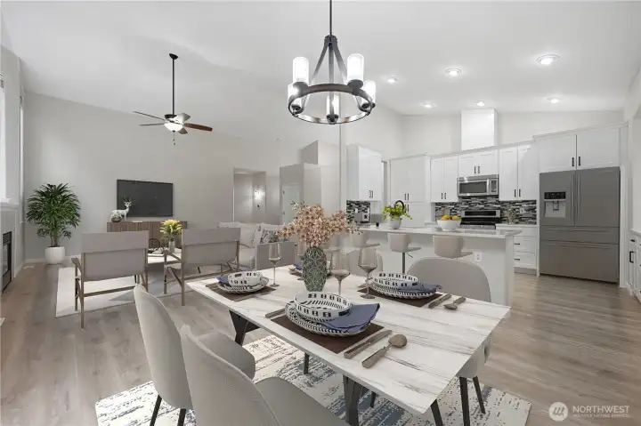 Dining area and family room - Virtually Staged Dining area and family room - Virtually Staged
