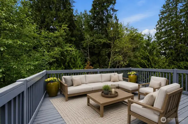 Main level deck off the dining area - Virtually Staged Main level deck off the dining area - Virtually Staged