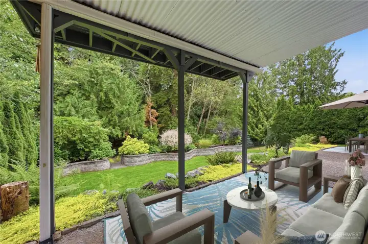Covered area in back yard - Virtually Staged Covered area in back yard - Virtually Staged