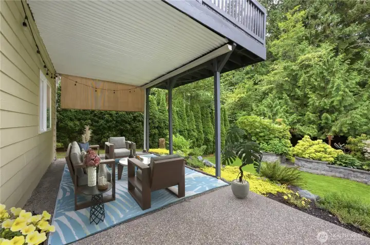 Covered area in back yard - Virtually Staged Covered area in back yard - Virtually Staged