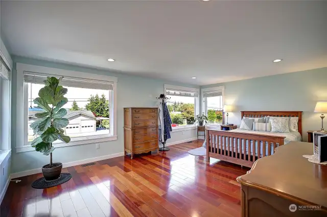 No matter how you arrange the primary bedroom, there's always a VIEW! Again, clean lines in these easy to furnish rooms!