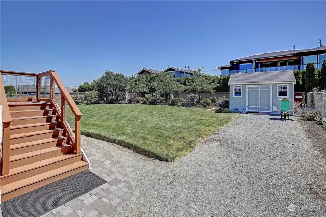 Easy access to shed and under deck storage. Plenty of space to store kayaks, crab pots, toys and hobby equipment.