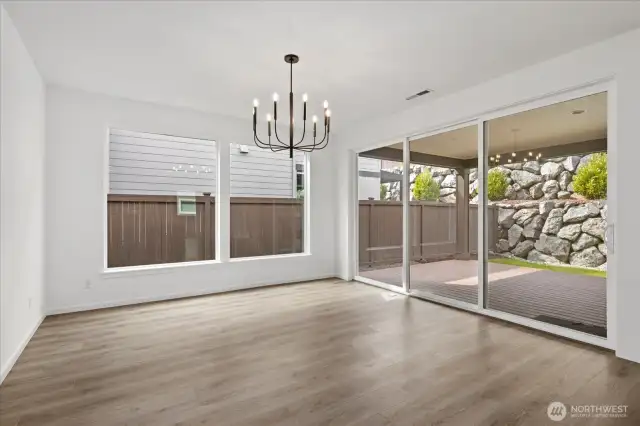 Dining area with large sliding doors