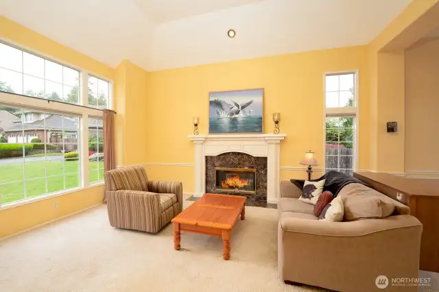 Cozy wood burning hearth