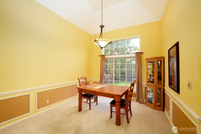Dining room with expansive windows