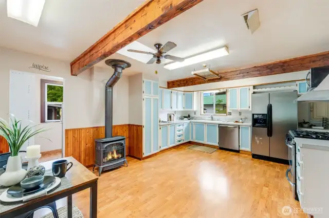 Ample cabinetry provides generous storage throughout the kitchen.