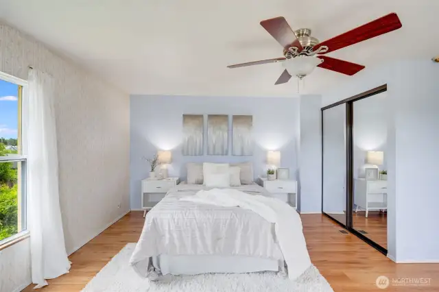 Ceiling fans throughout the main living areas provide year-round comfort and airflow.