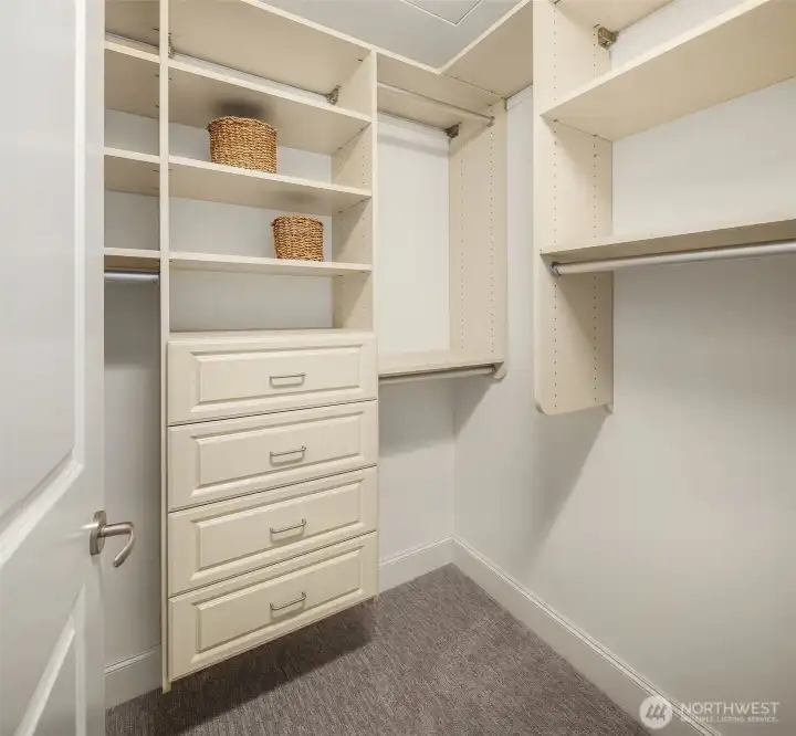 Generous walk in closet in primary suite