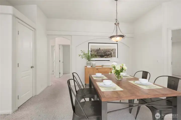 Virtually staged dining area.