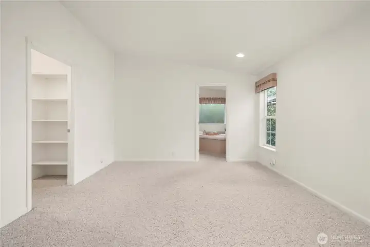 Primary suite is spacious and comes with a walk-in-closet and 5-piece bath.