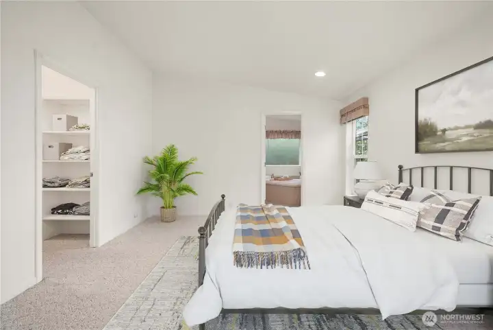 Virtually staged Primary Bedroom.