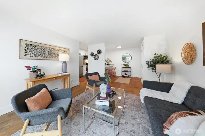 Light filled, spacious living room.