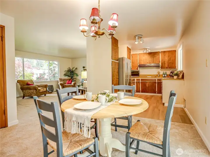 Dining area open to kitchen and living room