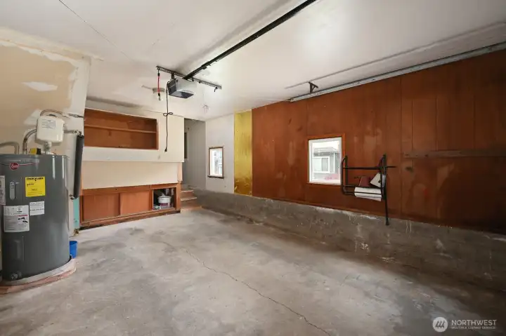 One car garage and additional storage.
