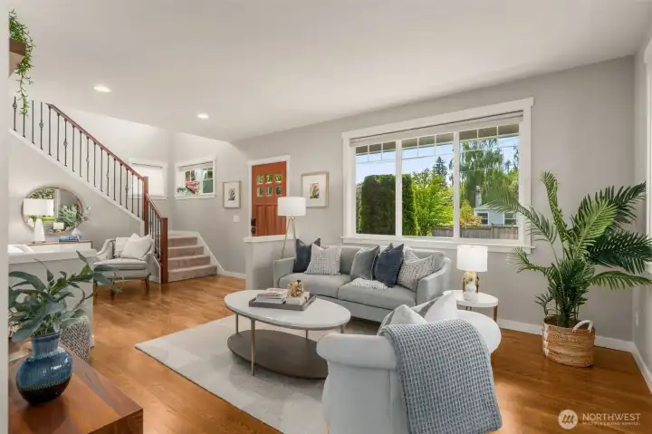 Oversized windows bring in the Western sunlight.