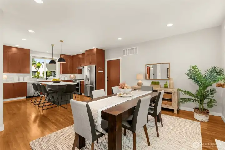 Dining space off of open kitchen.