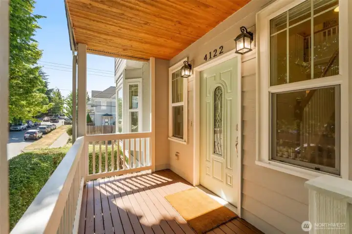 Covered front porch and front door entry