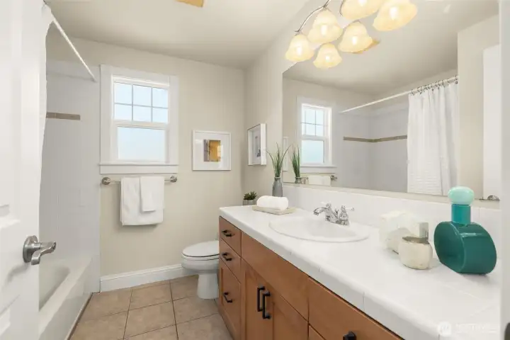 Full bathroom on the upper level