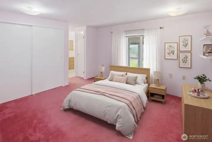 Luxurious primary suite with large closet and ensuite bathroom Luxurious primary suite with large closet and ensuite bathroom