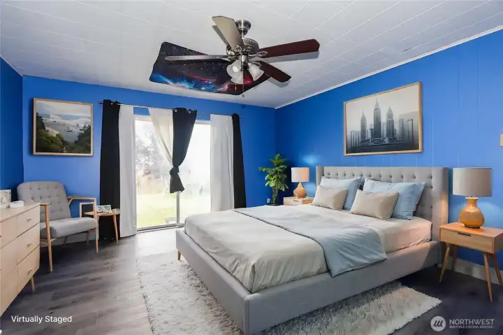 Staged primary bedroom Staged primary bedroom