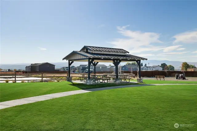 Covered picnic table area at community park